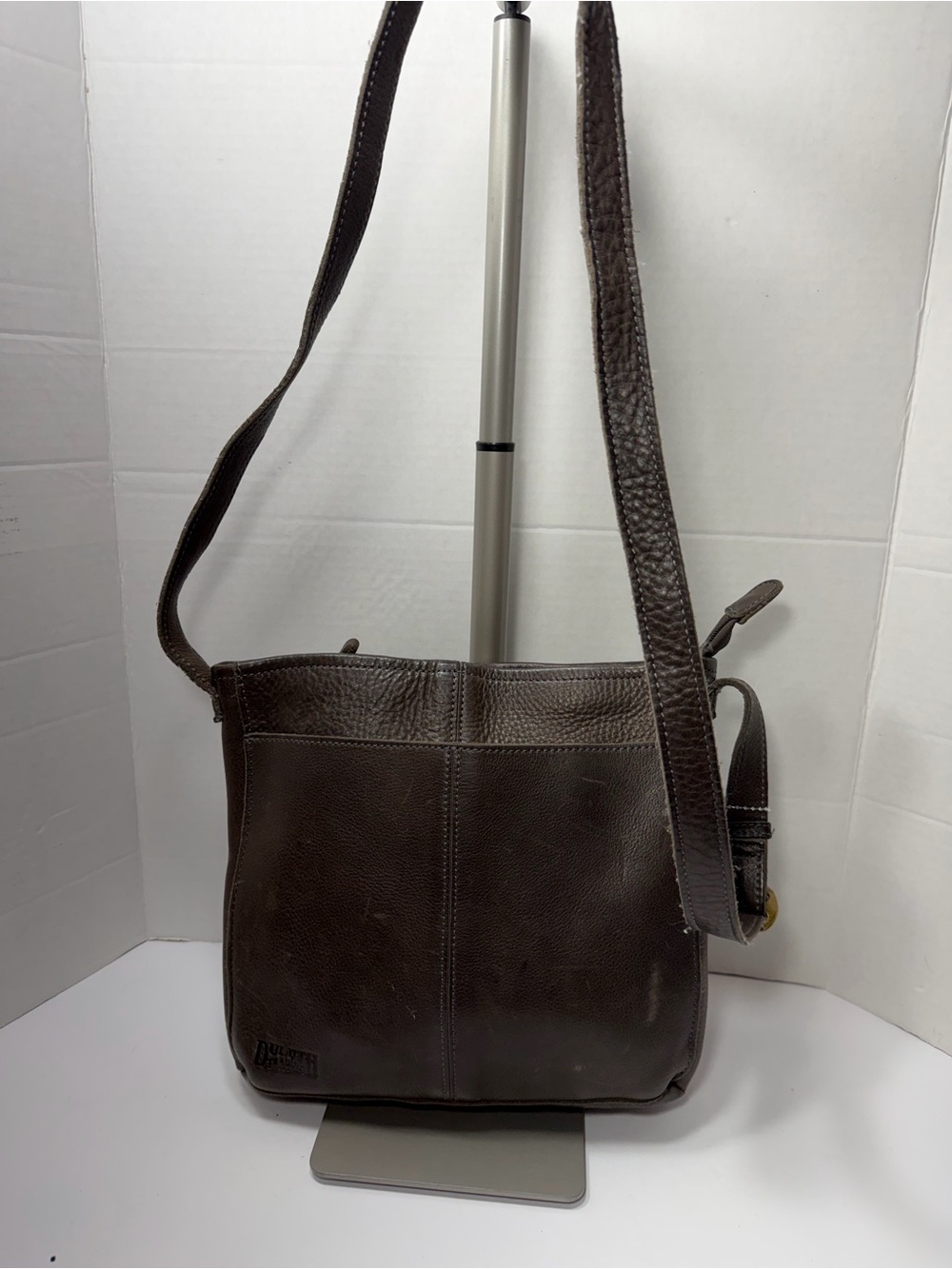 DULUTH TRADING COMPANY Lifetime Crossbody Brown Leather Sling Bag Purse